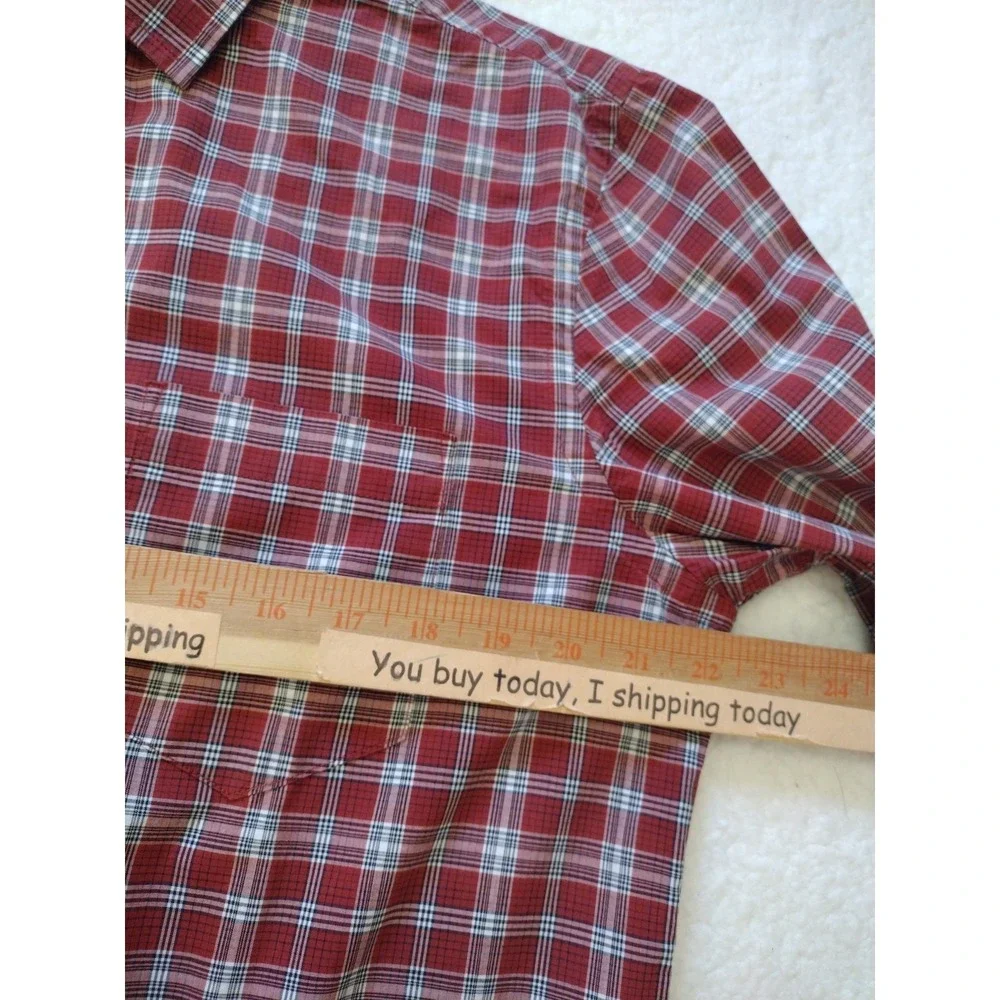 Banana Republic Shirt Mens Large Red Plaid Soft Wash Slim Fit Button Up‎ Preppy